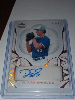 David Shields /99 Signed Baseball Card - Blue Jersey, Orange Accents